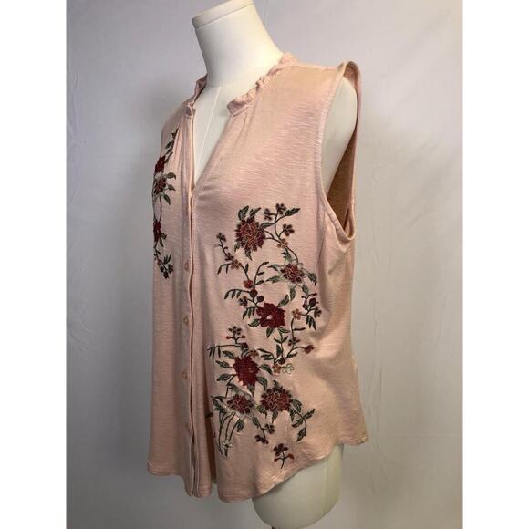VTG Women’s Top Blouse SZ M PinkFloral Embroidered Sleeveless Boho Feminine - Picture 2 of 14